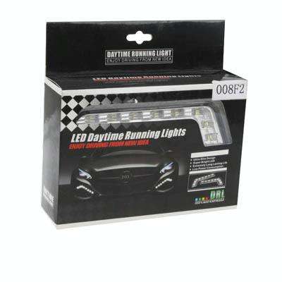 Universal White 8 LED Daytime Running Light for Car (Black)