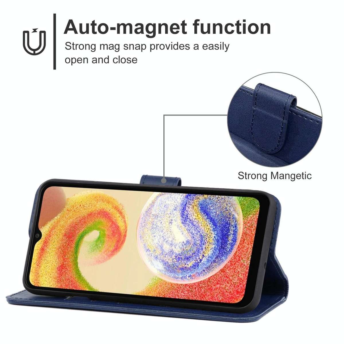 For Samsung Galaxy A04 Leather Phone Case(Blue)