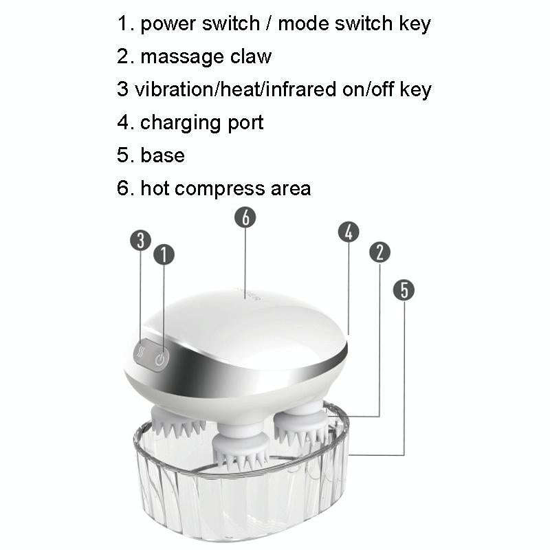 K111 Hot Compress Red Light Head Massager Electric Kneading Vibration Waterproof Head Instrument,...