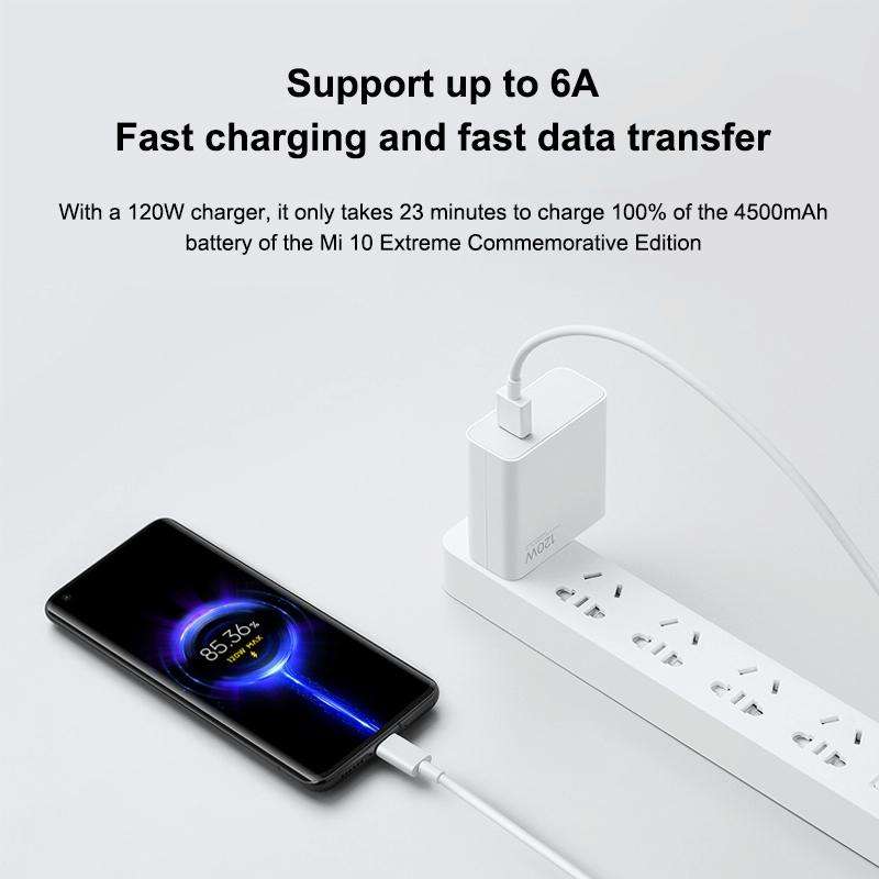 Original Xiaomi 6A USB to USB-C / Type-C Fast Charging Data Cable, Length: 1m