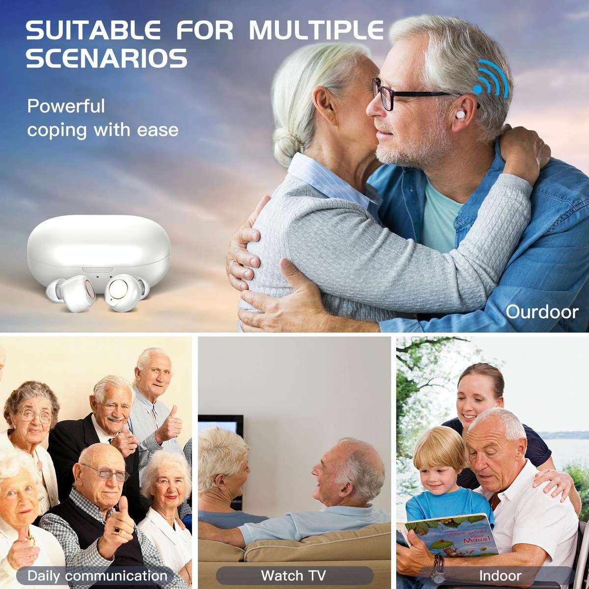 GM-305 Binaural Magnetic Rechargeable Hearing Aid Wireless Elderly Voice Amplifier(White)