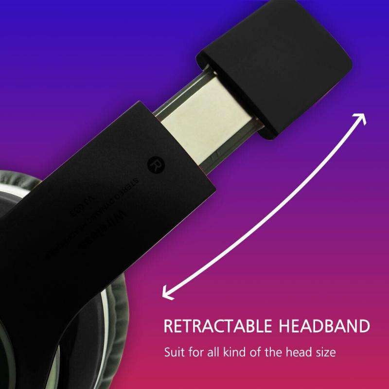 VJ033 Multi-function Upgrade Bluetooth 5.0 Headset Stereo Wireless LED Microphone FM Radio Headse...