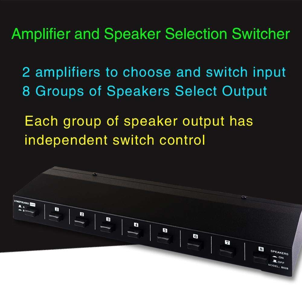 100W 2 In 8 Out Power Amplifier Loudspeaker Box Switcher