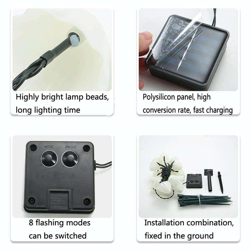 3.8m 10 LEDs Solar Mushroom Lawn Light Outdoor Waterproof Garden Villa Landscape Decorative Strin...