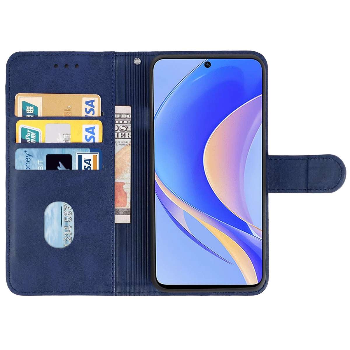 For Huawei nova Y90 Leather Phone Case(Blue)