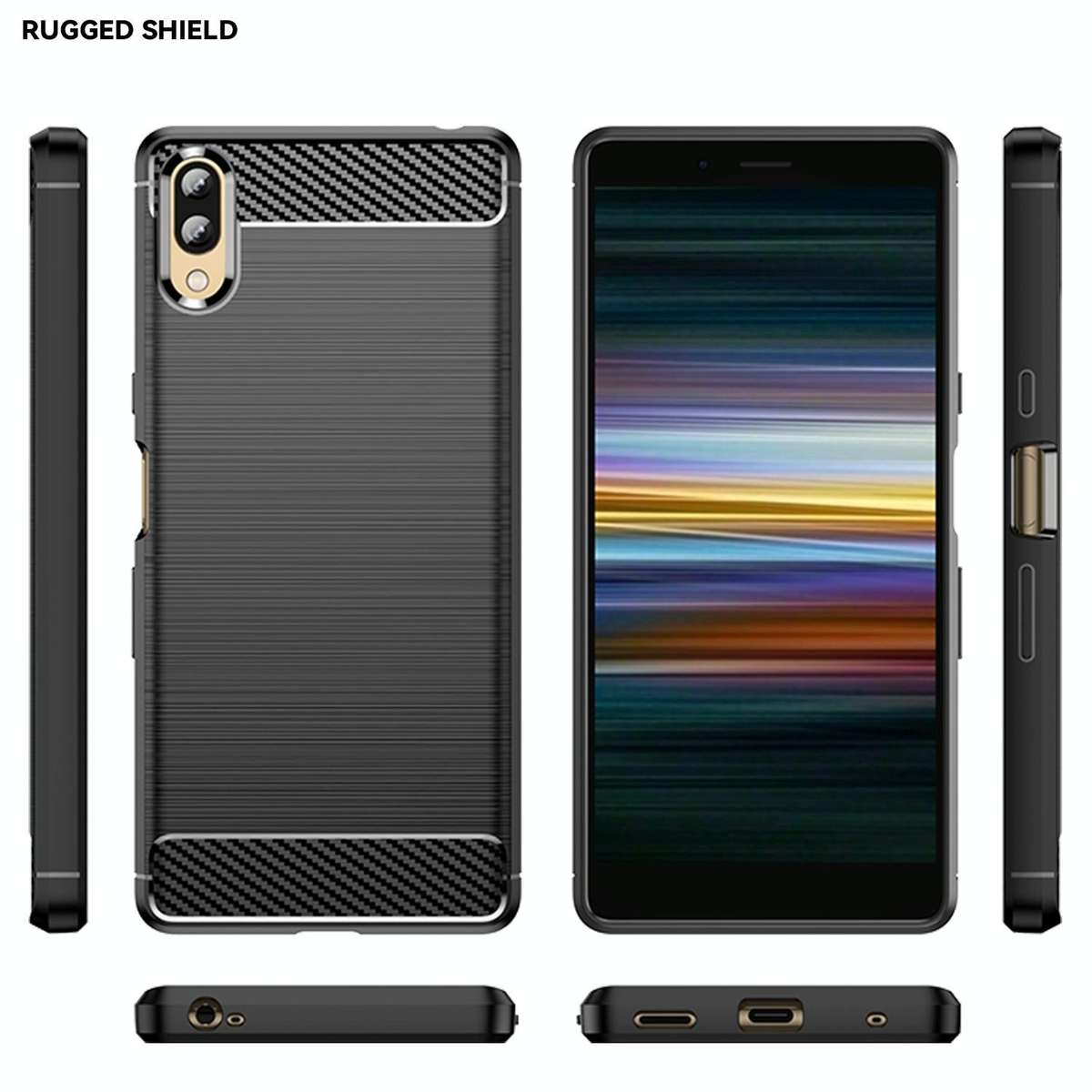 For Sony Xperia L3 Brushed Texture Carbon Fiber TPU Phone Case(Black)