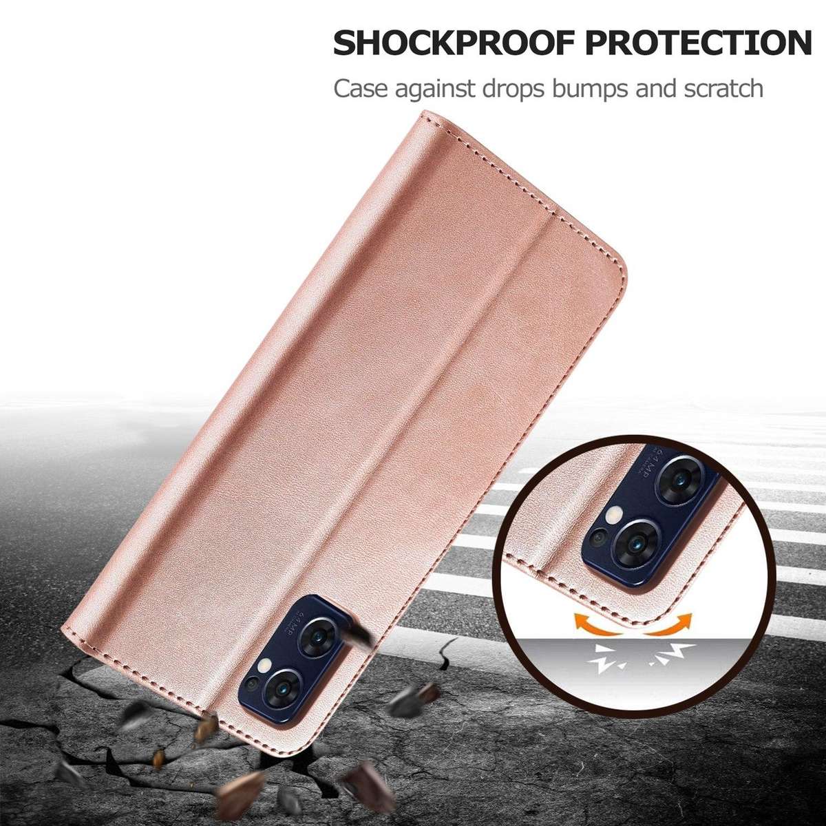 For OPPO A77 5G / A97 5G / Realme V23 LC.IMEEKE Calf Texture Leather Phone Case(Rose Gold)