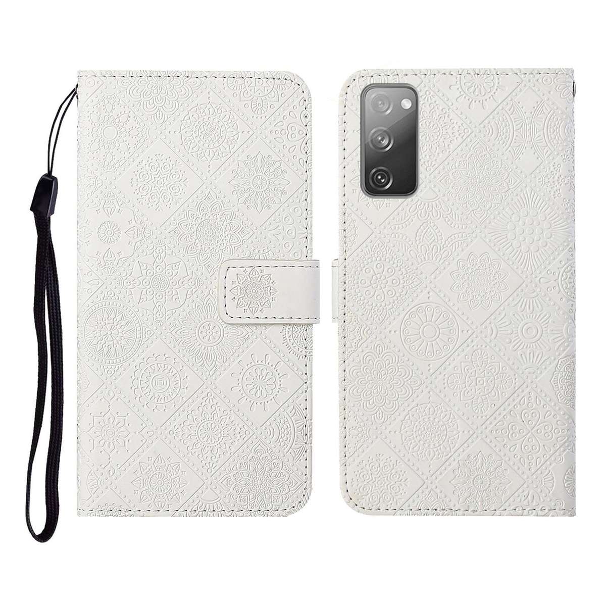 For Samsung Galaxy S20 FE Ethnic Style Embossed Pattern Horizontal Flip Leather Case with Holder ...