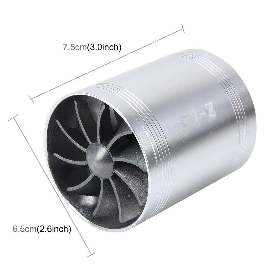 F1-Z Car Stainless Universal Supercharger Dual Double Turbine Air Intake Fuel Saver Turbo Turboin...