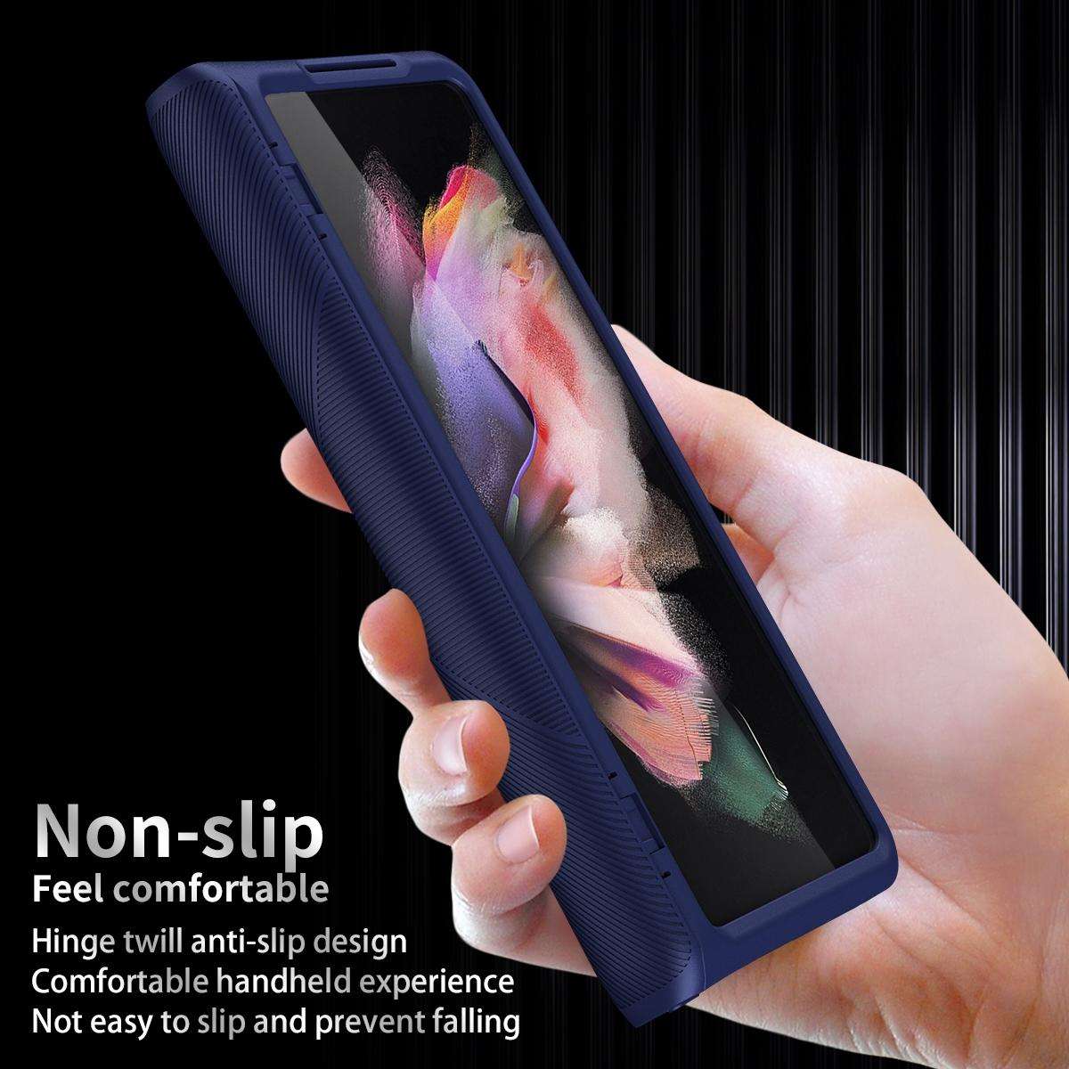 For Samsung Galaxy Z Fold3 5G 360 Full Body Armor Hinge Flip Phone Case(Black)