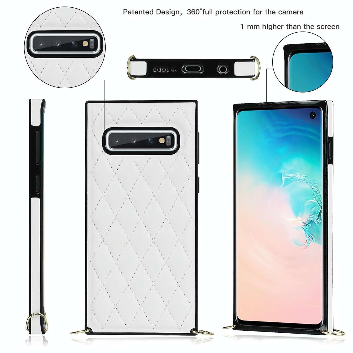 For Samsung Galaxy S10 Elegant Rhombic Pattern Microfiber Leather +TPU Shockproof Case with Cross...