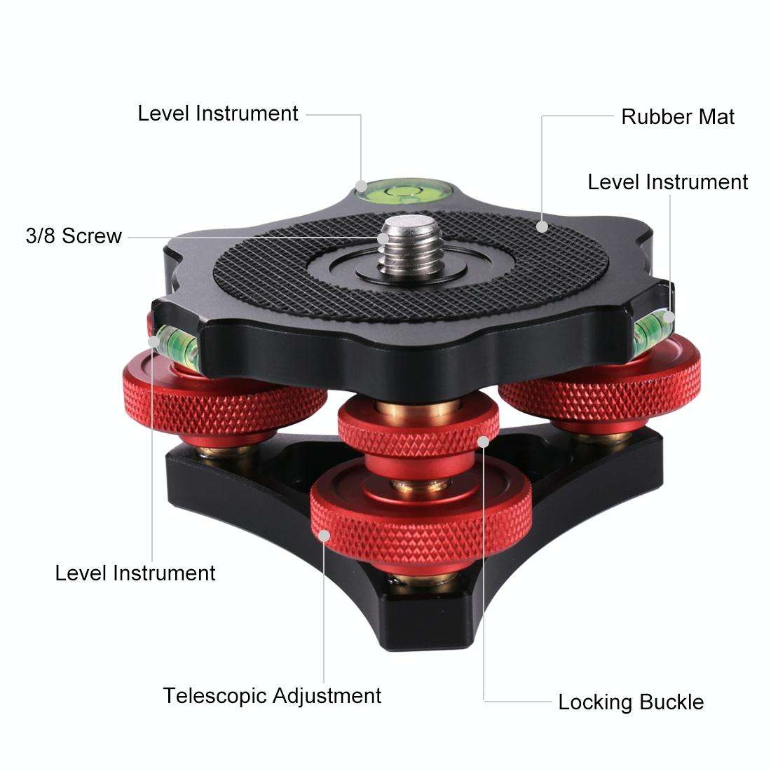 PULUZ Aluminum Alloy Adjustment Dials Leveling Base Ball Head for Camera Tripod Head