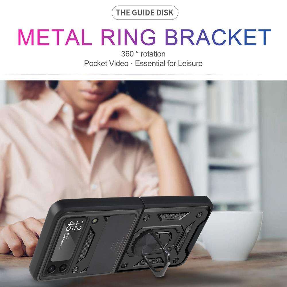 For Samsung Galaxy Z Flip4 Sliding Camera Cover Design TPU+PC Protective Phone Case(Black)