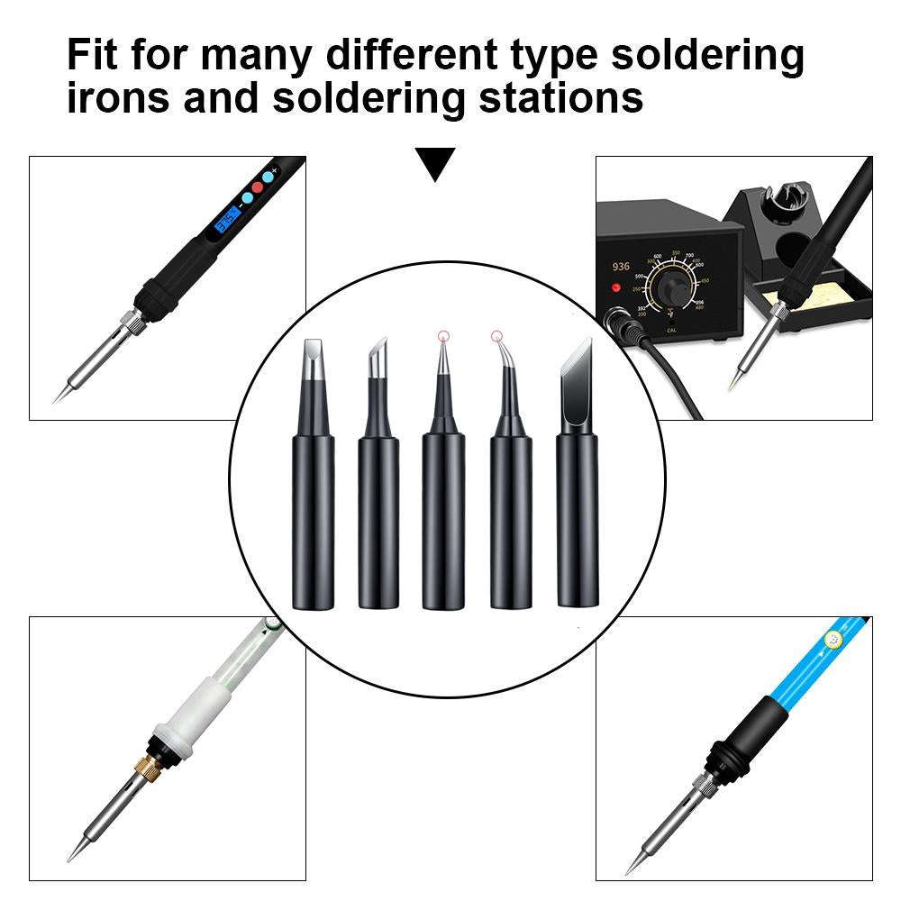 5-in-1 Universal 936 Soldering Station Solder Iron Welding Tip Head Set Black