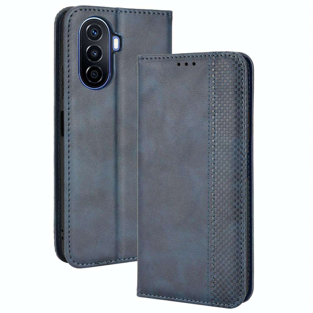 For Huawei nova Y70 / nova Y70 Plus Magnetic Buckle Retro Texture Leather Phone Case(Blue)