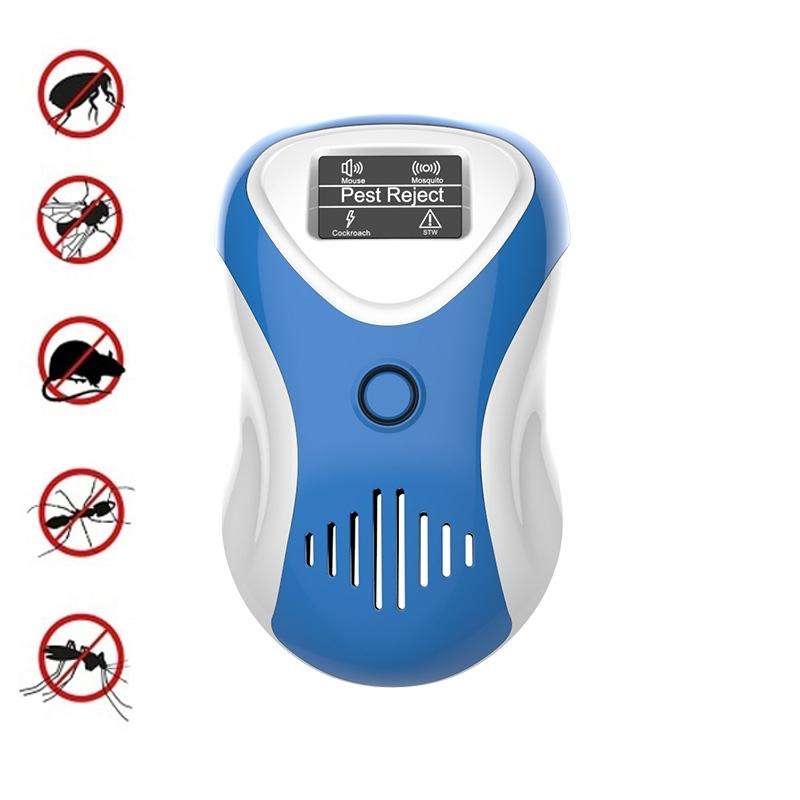 Ultrasonic Mouse Repeller Energy-Saving Silent Insect Repeller, Plug Type:UK Plug(Blue White)