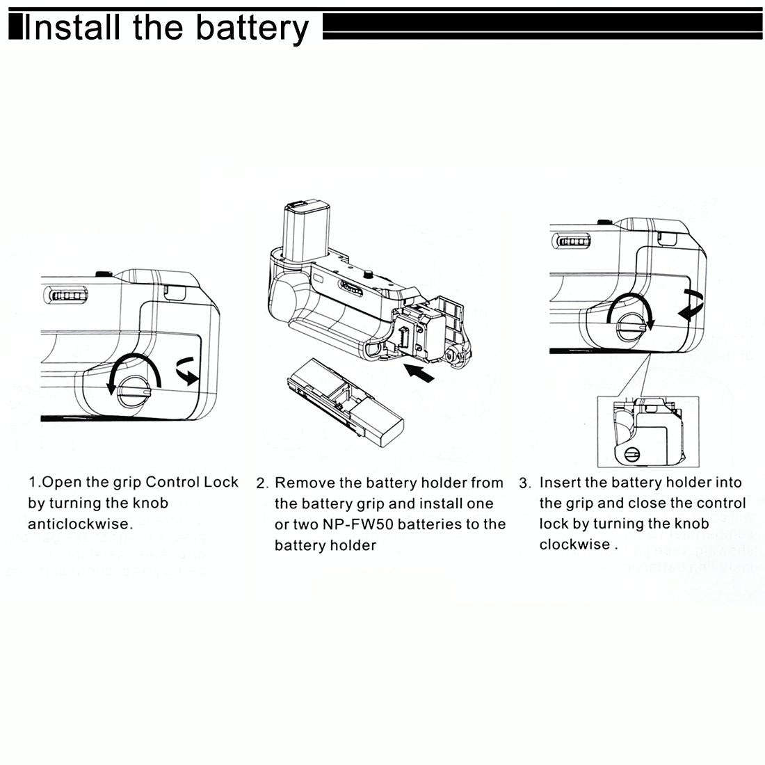 PULUZ Vertical Camera Battery Grip for Sony A6300 Digital SLR Camera