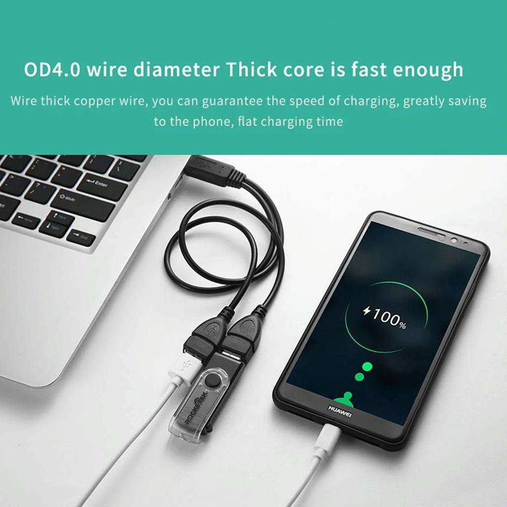 USB 2.0 Male to 2 Dual USB Female Jack Adapter Cable for Computer / Laptop, Length: About 30cm(Bl...