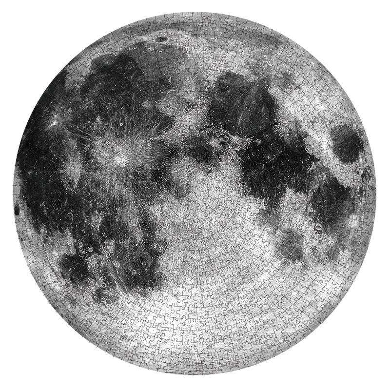 Round Puzzle Cartoon Plane Puzzle Jigsaw Toy 1000 PCS(Moon)