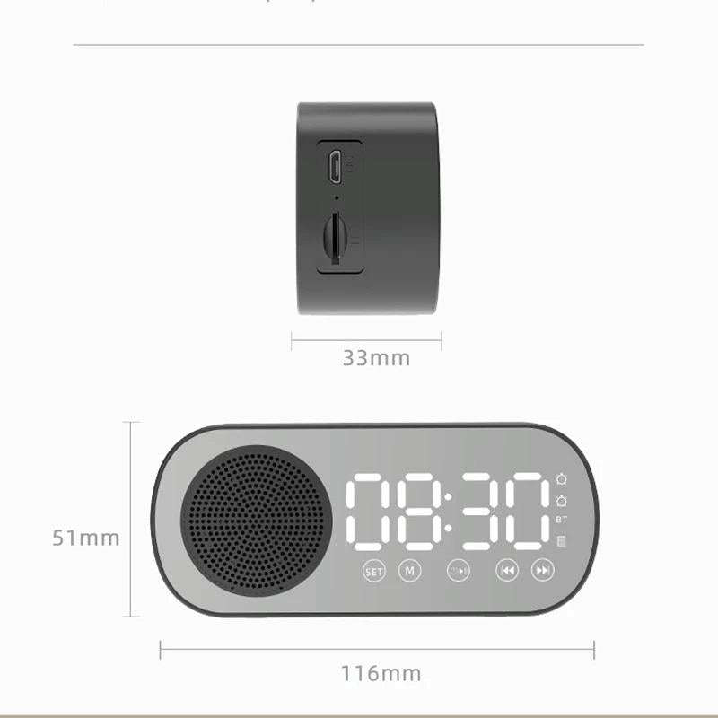 Z7 Digital Bluetooth 5.0 Speaker Multi-function Mirror Alarm Clock FM Radio(Black)