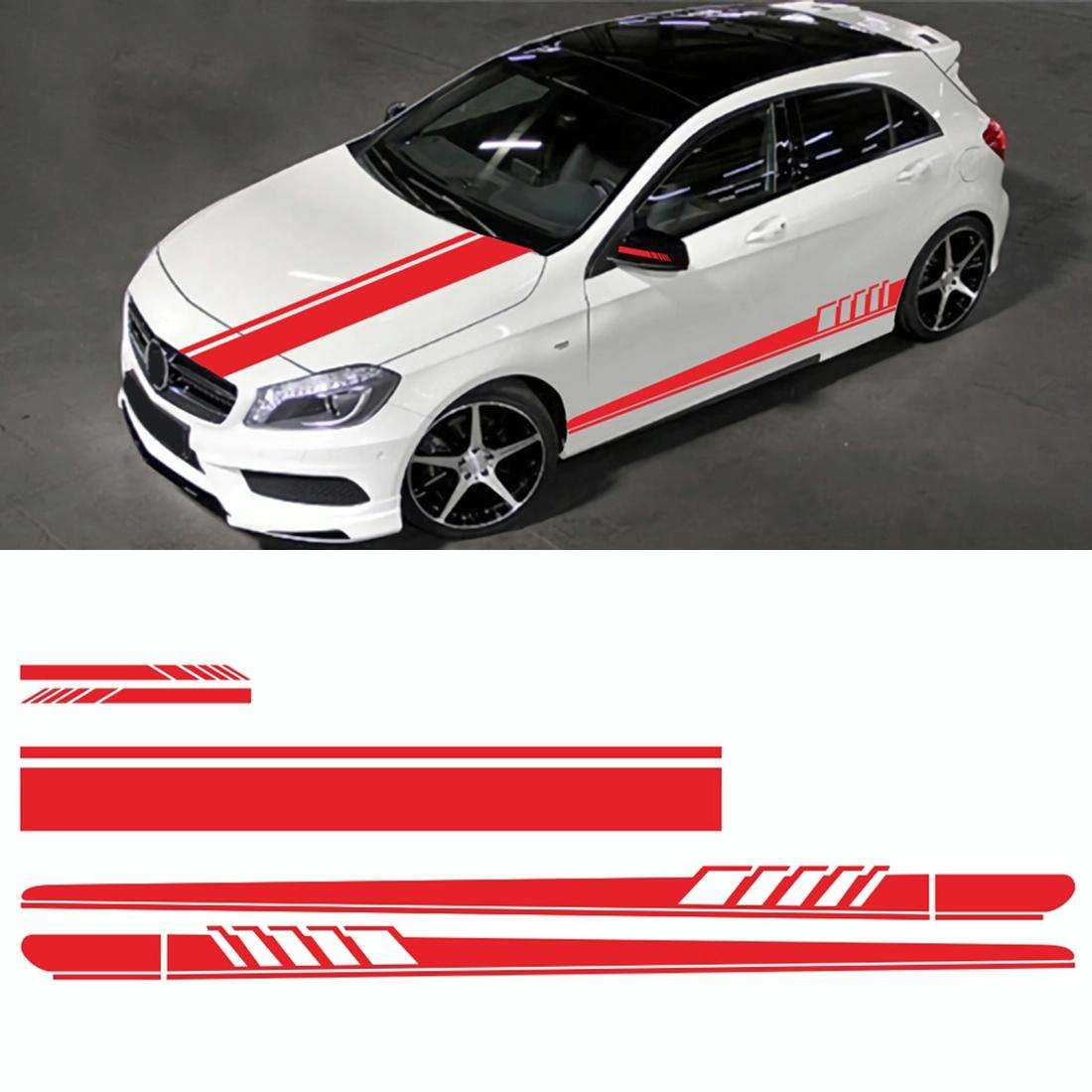 5 in 1 Car Styling Stripe Hood PVC Sticker Auto Decorative Sticker (Red)