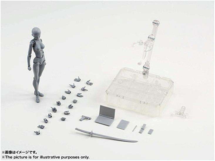Figuarts Body Body-Chan Body-Kun Grey Color Ver Black PVC Action Figure Collectible Model Toy(Mal...