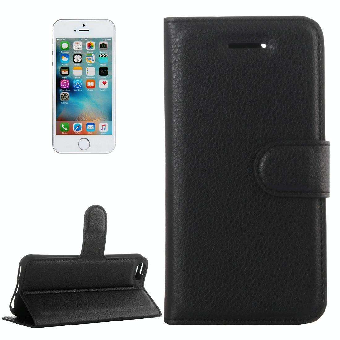 For iPhone 5 & 5s & SE Litchi Texture Horizontal Flip Leather Case with Holder & Card Slots & Wal...