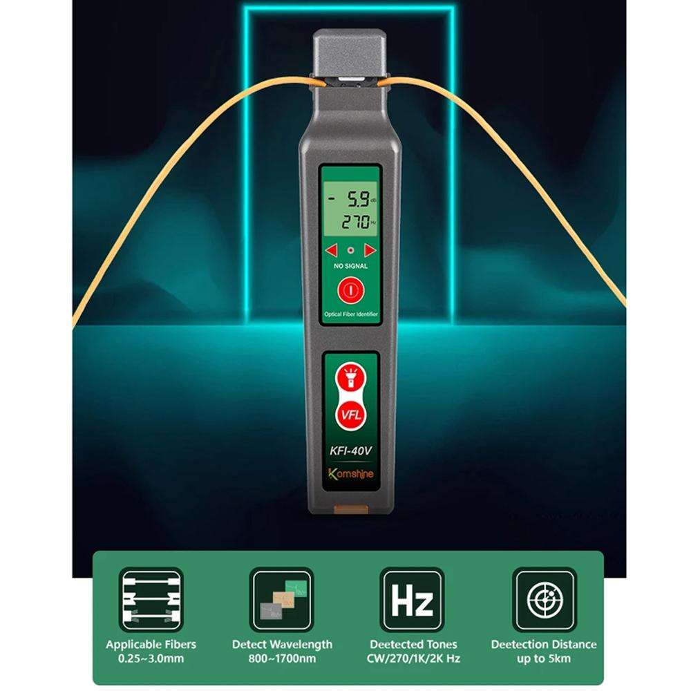 Komshine Fiber Optic Identifier Optical Cable Signal Direction Identifier With VFL Red Light 10mW...