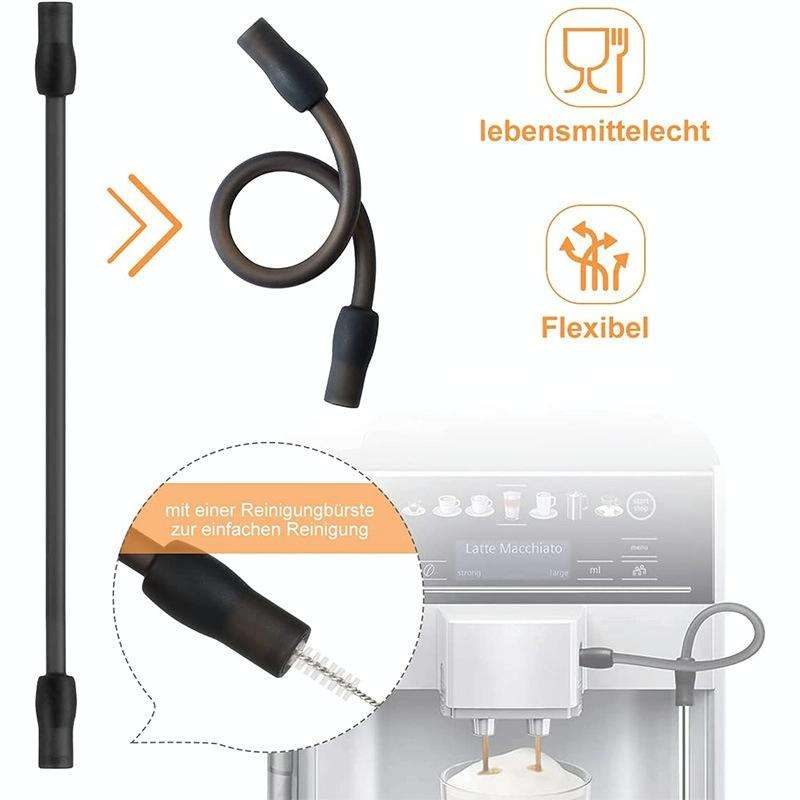 For Bosch VeroAroma / Siemens EQ.6 Series Coffee Machine Milk Pipe and Cleaning Brush Set(Dark Gray)
