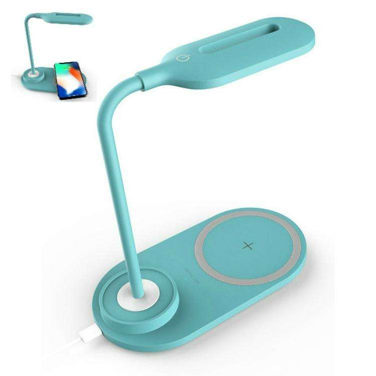 Multi-Function USB LED Lamp Touch Light with Qi Wireless Charging Pad(Blue)
