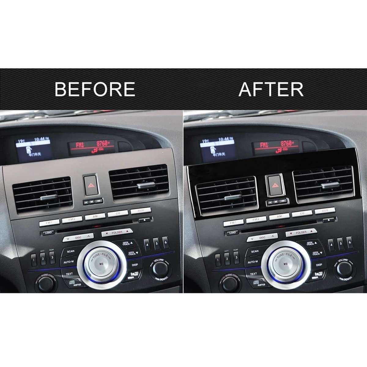 For Mazda 3 Axela 2010-2013 2 in 1 Car Central Vent Set B Decorative Sticker, Left Drive