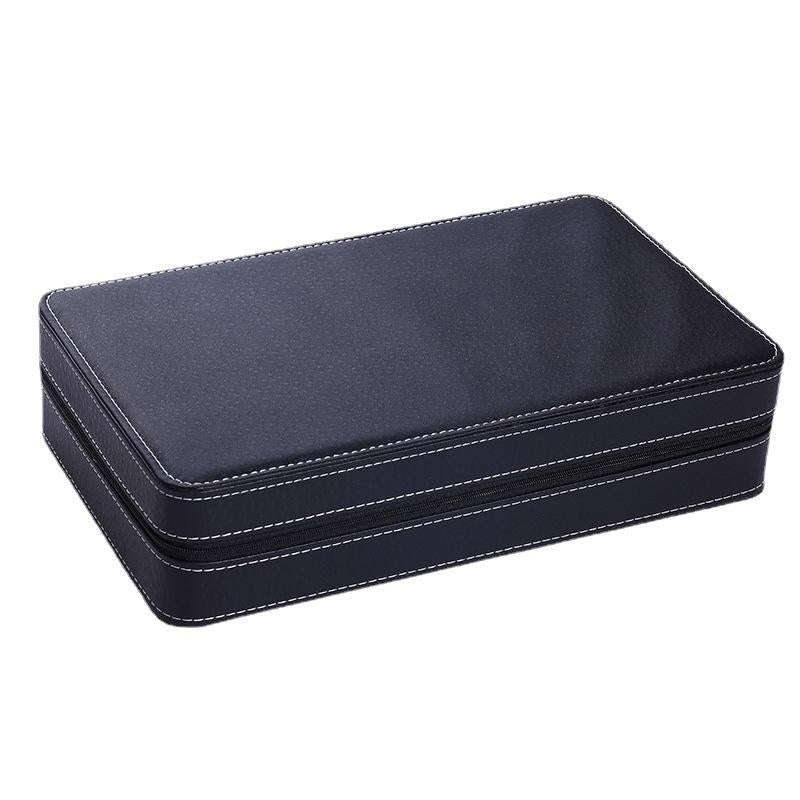 12 Bit Zipper Watch Box Storage Display Box PU Zipper Bag Watch Box(Black)