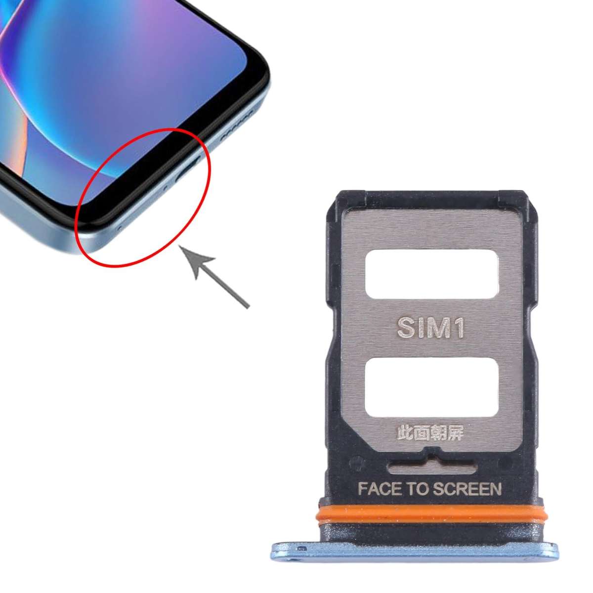 For Xiaomi Redmi Note 12T Pro SIM Card Tray + SIM Card Tray (Blue)