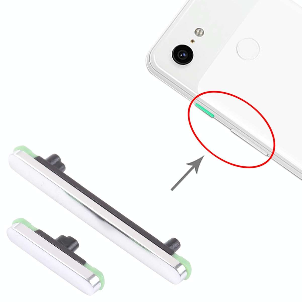 For Google Pixel 3 Original Power Button + Volume Button Control Button (Silver)