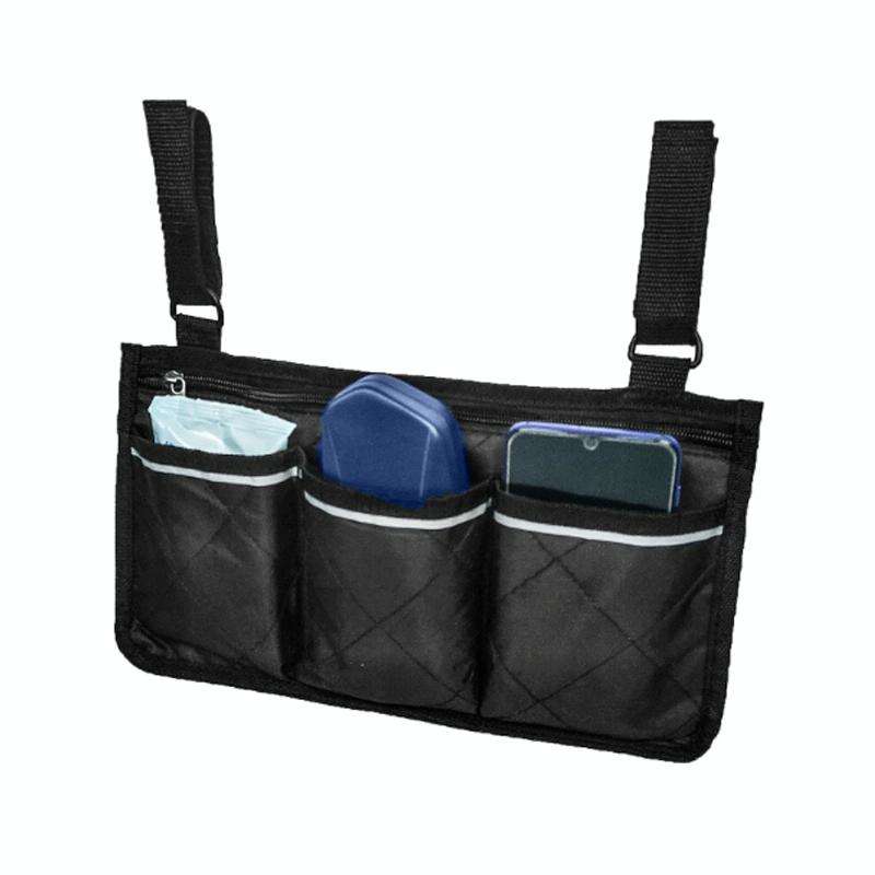 Walking Aid Wheelchair Armrest Side Storage Bag Car Storage Hanging Bag(Red Wine)