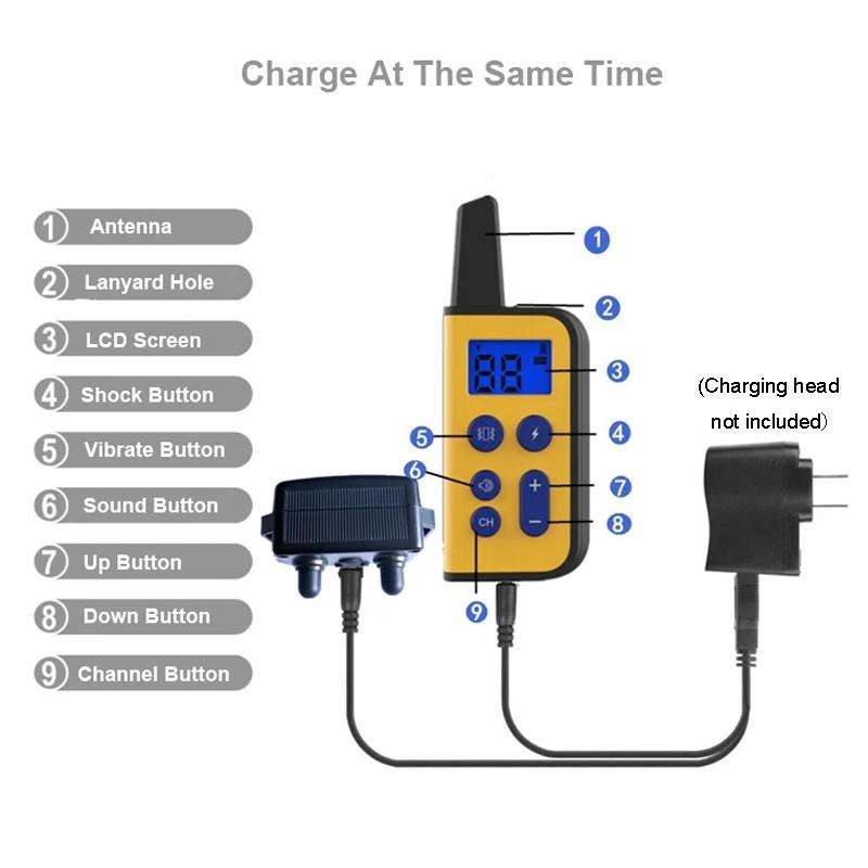 800m Remote Control Dog Trainer Stop Barker Electrical Shock Vibration Pet Collar(Black)