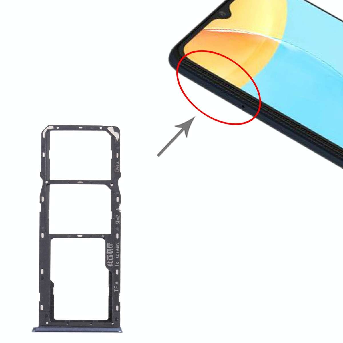 For OPPO A35 CPH2179  SIM Card Tray + SIM Card Tray + Micro SD Card Tray (Black)