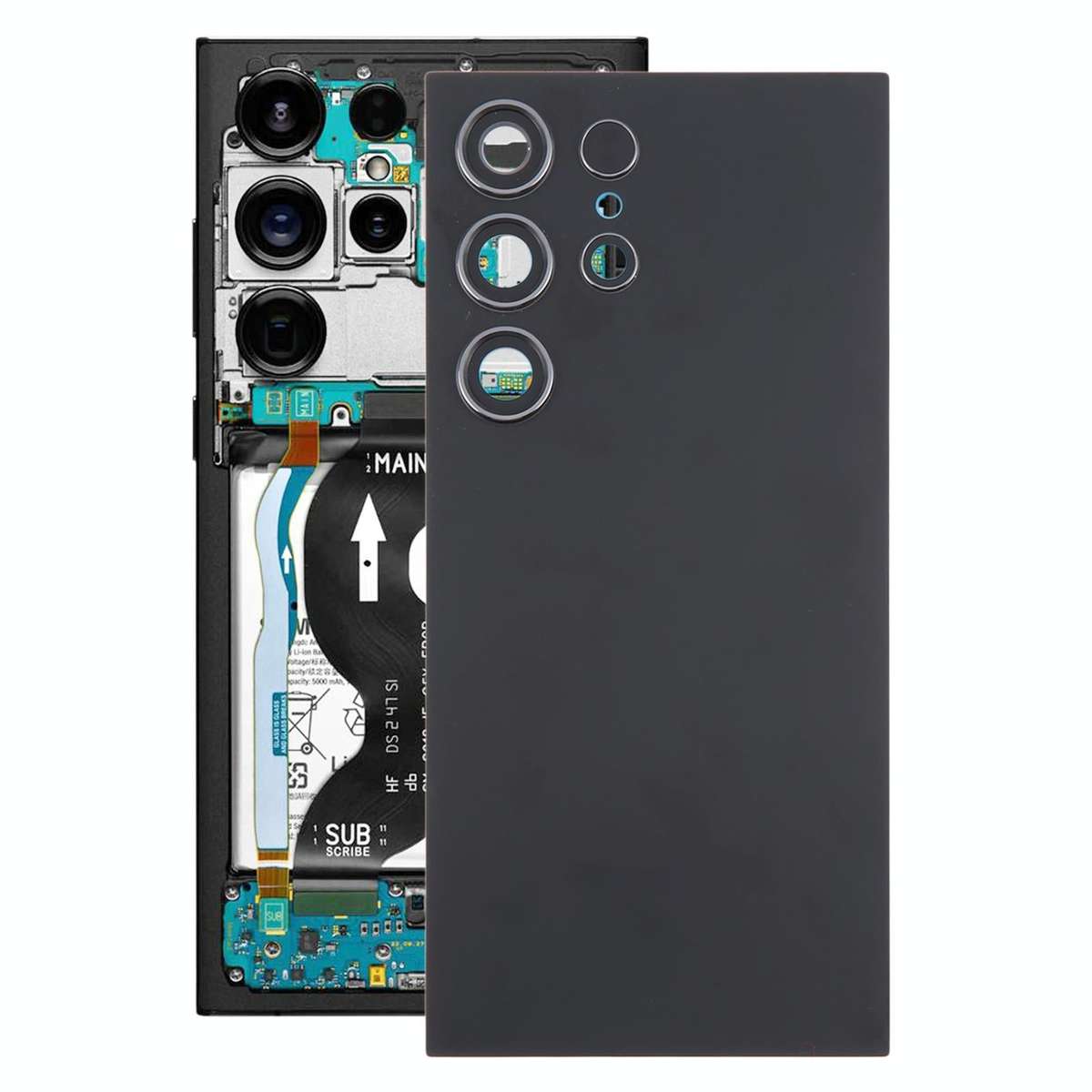 For Samsung Galaxy S24 Ultra SM-S928B OEM Battery Back Cover with Camera Lens Cover(Black)