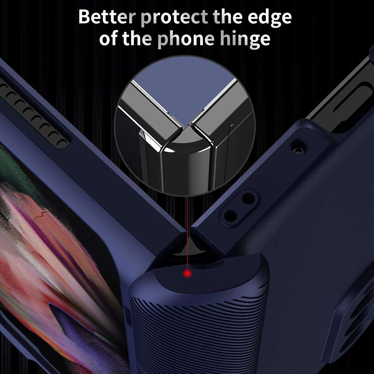 For Samsung Galaxy Z Fold3 5G 360 Full Body Armor Hinge Flip Phone Case(Black)