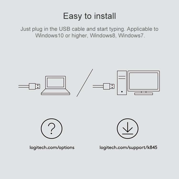 Logitech K835 Mini Mechanical Wired Keyboard, Green Shaft (White)