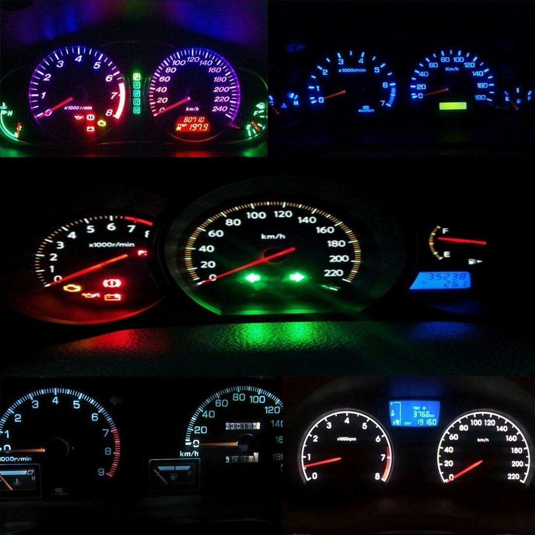 10 PCS 0.5W B8.5 Wedge Instrument Panel LED Light Dashboard Gauge Cluster Indicator Lamp Bulb (Wh...