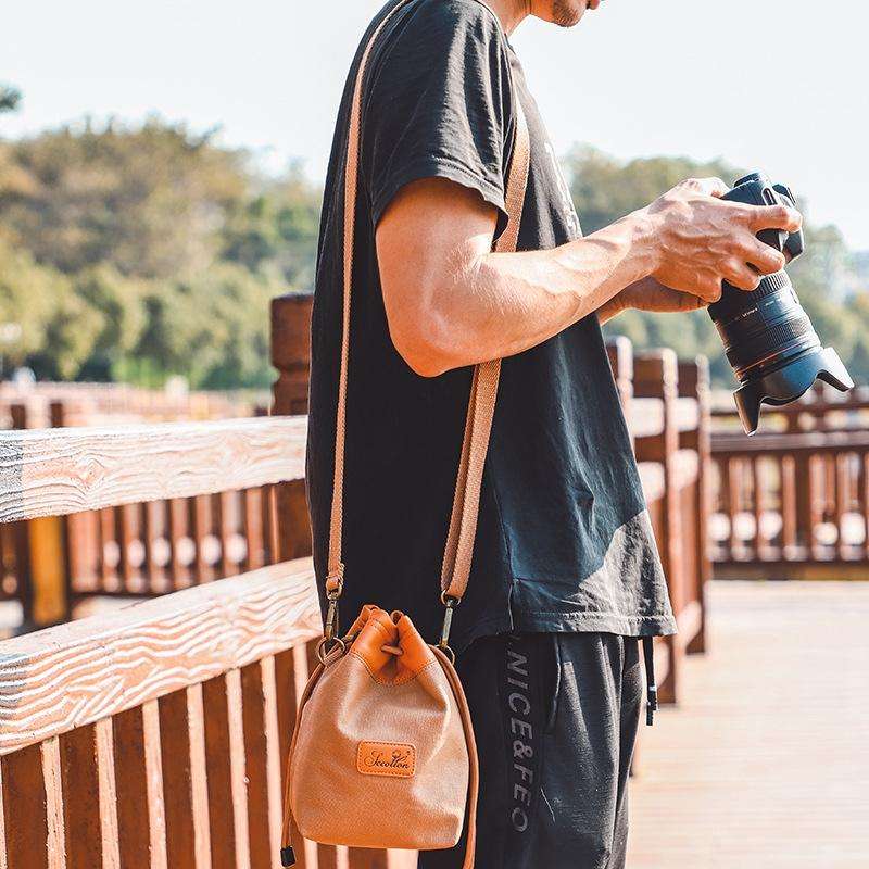 S.C.COTTON Camera Lens Protection Bag Liner Bag Waterproof Camera Storage Bag, Size: M(Khaki)