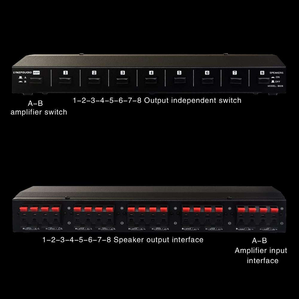 100W 2 In 8 Out Power Amplifier Loudspeaker Box Switcher