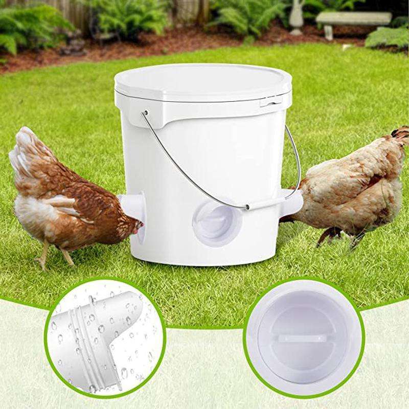 DIY Chicken Feeders Automatic Poultry Feeders Kit for Buckets, Barrels, Troughs, Spec: 6pcs/set W...