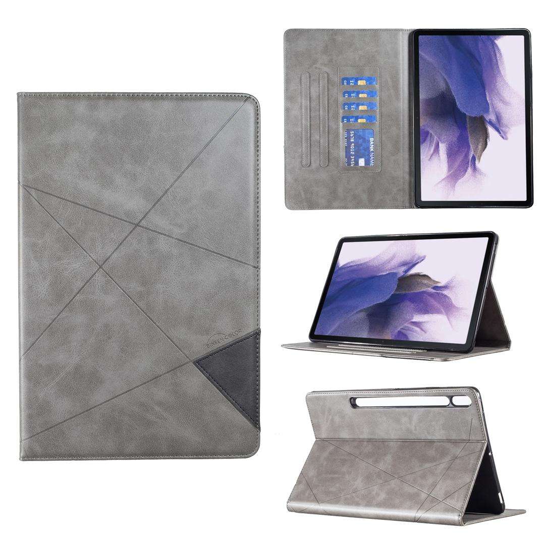 For Samsung Galaxy Tab S7 FE/Tab S7+/Tab S8+ Prismatic Leather Tablet Case(Grey)