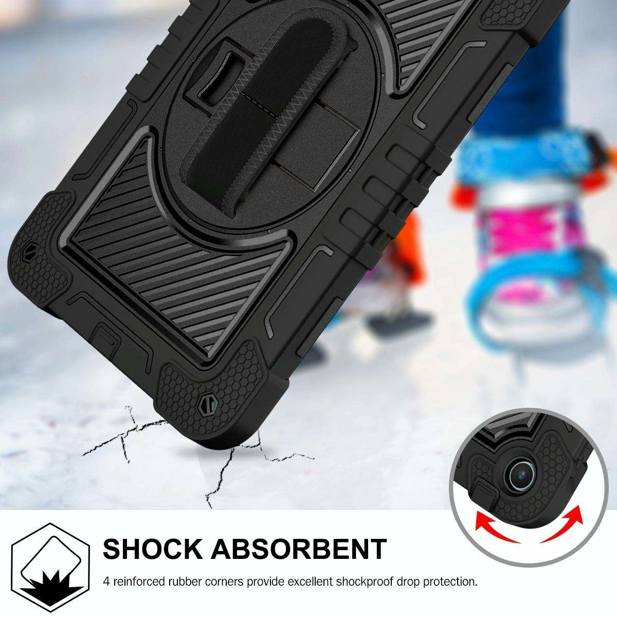 For Huawei MatePad SE 10.4 360 Degree Rotation PC Contrast Silicone Tablet Case(Black)