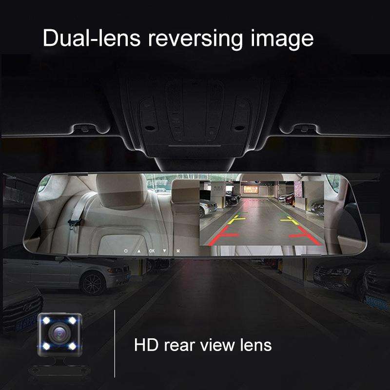 4.3 inch Car Rearview Mirror HD Night Vision Double Recording Driving Recorder DVR Support Motion...