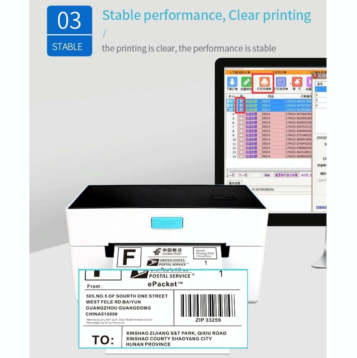 POS-9220 100x150mm Thermal Express Bill Self-adhesive Label Printer, USB + Bluetooth with Holder ...
