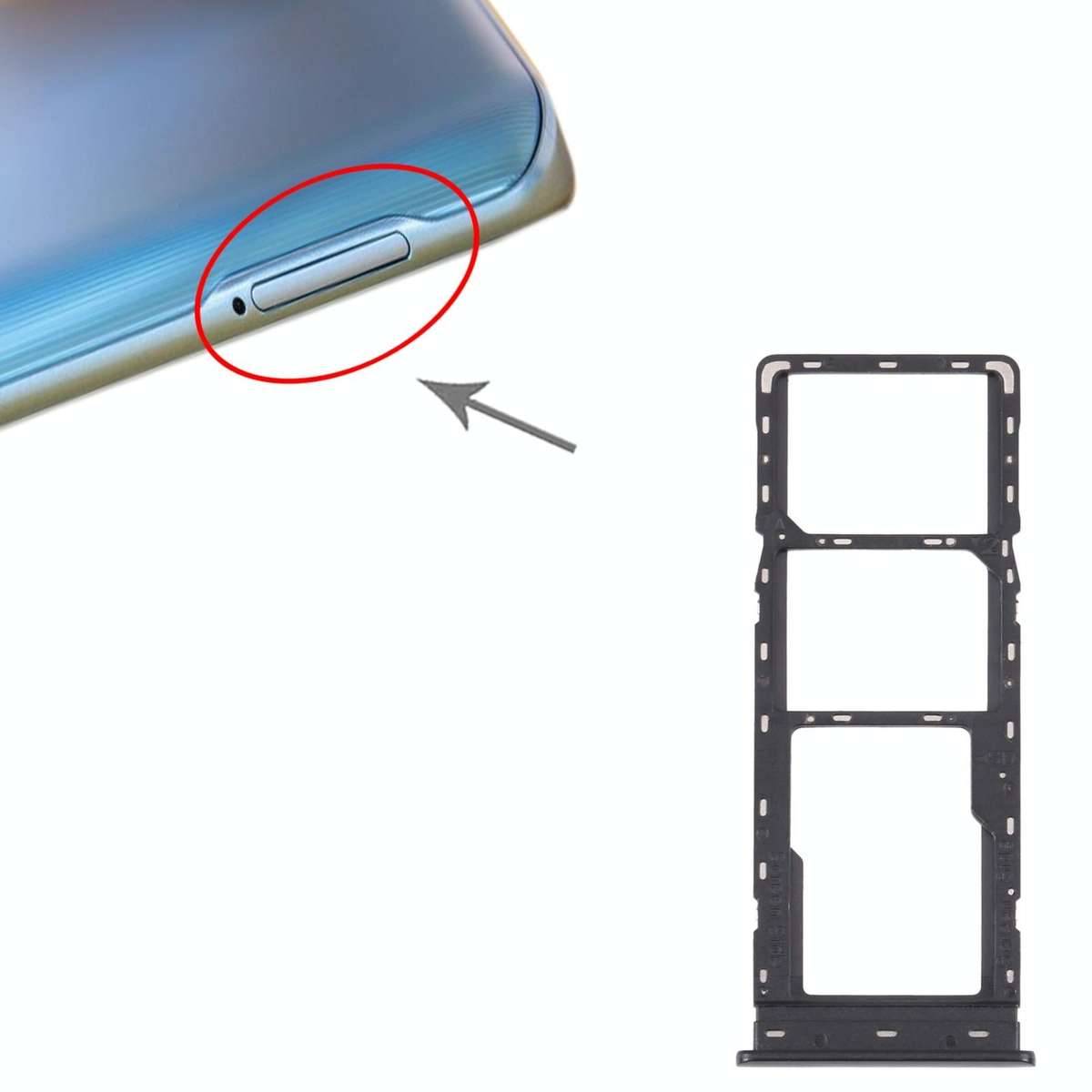 For Tecno Camon 16 CE7 CE7J CE9H SIM Card Tray + SIM Card Tray + Micro SD Card Tray (Black)