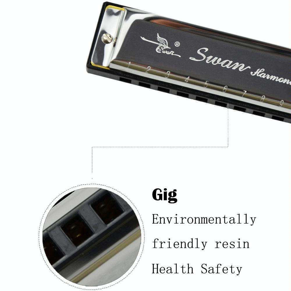 Swan 10 Holes Full-scale Bruce Harmonica Beginner Children Adult Students Playing Musical Instrum...